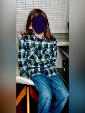 Molo Boy's Green and Black Plaid Button-Down Shirt